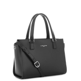 Lancaster – Sac à main-Smooth- Noir-refente de cuir de vachette lisse