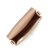 Lancaster- Sac Besace- Top Double- Champagne-in-Nude-Cuir de vachette grainé