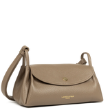 Lancaster – Sac trotteur -Accordéon Double- Couleur Taupe & Or-Cuir de vachette grainé