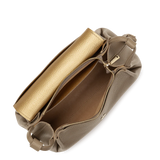 Lancaster – Sac trotteur -Accordéon Double- Couleur Taupe & Or-Cuir de vachette grainé