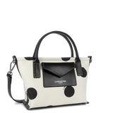 Lancaster – Mini sac cabas- Canvas KBA- Pois - Ecru-Coton garni de cuir de vachette