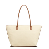 Lancaster – Sac cabas épaule-Canvas KBA- Beige – Cognac-Coton garni de cuir de vachette