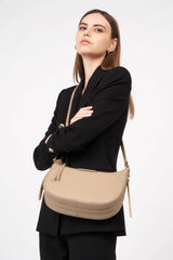 Lancaster- Sac Hobo- Dune-Beige Foncé-Cuir de vachette grainé