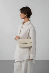 Lancaster – Sac trotteur- Paris Philos- Écru-Cuir de vachette lisse