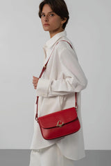 Lancaster – Sac trotteur- Paris Philos- Rouge-Cuir de vachette lisse