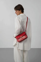 Lancaster – Sac trotteur- Paris Philos- Rouge-Cuir de vachette lisse