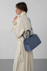 Lancaster- Sac à main-Donna Hopper- Bleu Jeans-cuir de vachette lisse
