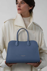 Lancaster- Sac à main-Donna Hopper- Bleu Jeans-cuir de vachette lisse