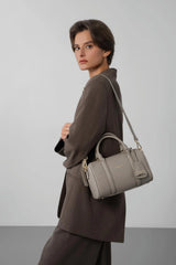 Lancaster – Sac polochon- Milano Ana- Mastic-cuir de vachette grainé