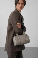 Lancaster – Sac polochon- Milano Ana- Mastic-cuir de vachette grainé