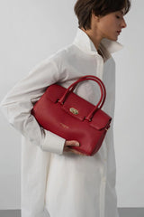 Lancaster – Sac à main- Milano Cosmos- Rouge-Cuir de vachette grainé