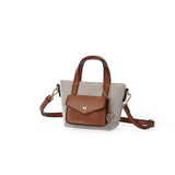 Mac Alyster- Petit Sac Cabas- Miss Bohème Lin - Marron Cognac