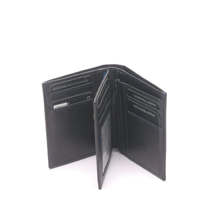 ARTHUR ET ASTON PORTEFEUILLE PABLO CUIR PLONGE NOIR 1589-127