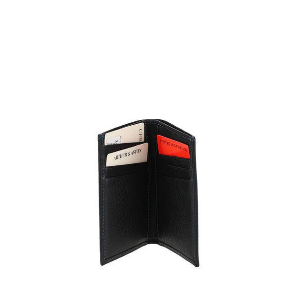 ARTHUR ET ASTON PETIT PORTE-CARTES CUIR ANGE 2528-119 NOIR FIL BLEU