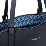 lancaster : grand sac cabas cuir , porte epaule reference : 423-52 bleu marine