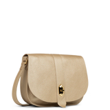 Lancaster- Sac Besace- Top Double- Champagne-in-Nude-Cuir de vachette grainé