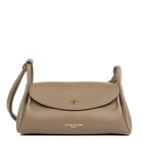 Lancaster – Sac trotteur -Accordéon Double- Couleur Taupe & Or-Cuir de vachette grainé