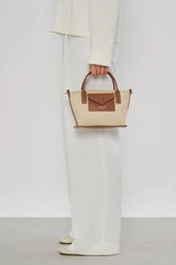 Lancaster – Mini sac cabas- Canvas KBA-Beige / Cognac