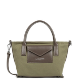 Lancaster- Mini Sac Cabas- Canvas KBA- Kaki- Coton