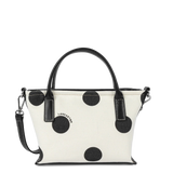 Lancaster – Mini sac cabas- Canvas KBA- Pois - Ecru-Coton garni de cuir de vachette