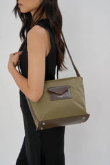 Lancaster – Sac seau- Canvas KBA- Kaki-Coton garni de cuir de vachette