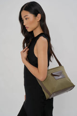 Lancaster – Sac seau- Canvas KBA- Kaki-Coton garni de cuir de vachette