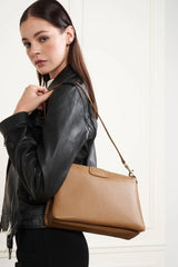 Lancaster- Grande Pochette- Dune- Camel-Cuir de vachette grainé
