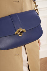 LANCASTER : sac cuir forme baguette avec bandouliere , reference 531-004 bleu roi