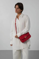 Lancaster – Sac trotteur- Paris Philos- Rouge-Cuir de vachette lisse