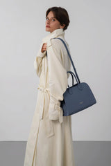 Lancaster- Sac à main-Donna Hopper- Bleu Jeans-cuir de vachette lisse