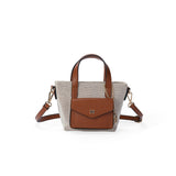 Mac Alyster- Petit Sac Cabas- Miss Bohème Lin - Marron Cognac