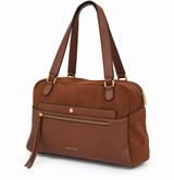 Mac Alyster - Grand sac porté main- CANELLE- Daim Cognac